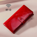 TP-189 Portafoglio in pelle multifunzionale con cerniera RFID in pelle cerata