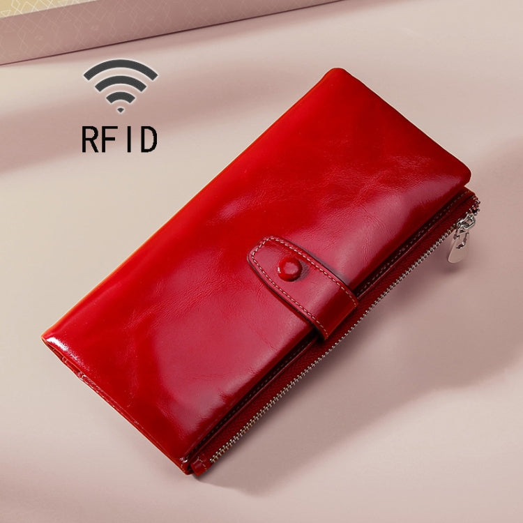 TP-189 Portafoglio in pelle multifunzionale con cerniera RFID in pelle cerata