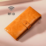TP-189 Portafoglio in pelle multifunzionale con cerniera RFID in pelle cerata