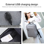 POFOKO Zaino business casual in tessuto Oxford impermeabile di grande capacità con design di ricarica USB esterna per laptop da 15,6 pollici