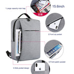 POFOKO Zaino business casual in tessuto Oxford impermeabile di grande capacità con design di ricarica USB esterna per laptop da 15,6 pollici