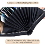 Borsa a portafoglio antifurto RFID con porta tessere per organo in pelle di vacchetta a due strati