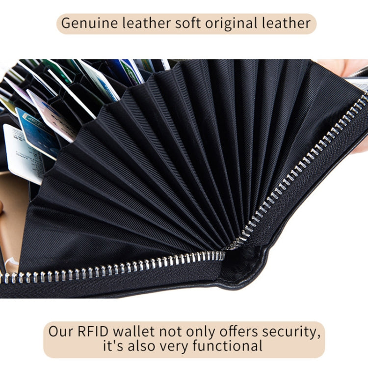 Borsa a portafoglio antifurto RFID con porta tessere per organo in pelle di vacchetta a due strati