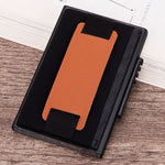 X-32C Tipo di carta pop-up automatica Anti-magnetico RFID Antifurto Uomo Lega di alluminio A Quadrante con pulsante Borsa elastica Portafoglio con cinturino in pelle PU, X-32C A Dial Button Black, X-32C A Dial Button Grey, X-32C A Dial Button Gold     ...