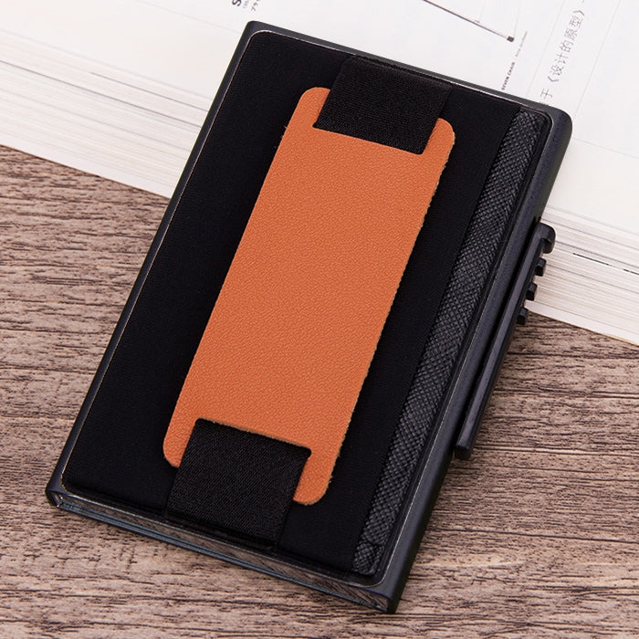 X-32C Tipo di carta pop-up automatica Anti-magnetico RFID Antifurto Uomo Lega di alluminio A Quadrante con pulsante Borsa elastica Portafoglio con cinturino in pelle PU, X-32C A Dial Button Black, X-32C A Dial Button Grey, X-32C A Dial Button Gold     ...