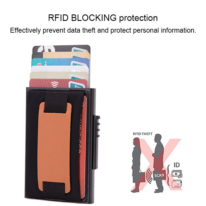 X-32C Tipo di carta pop-up automatica Anti-magnetico RFID Antifurto Uomo Lega di alluminio A Quadrante con pulsante Borsa elastica Portafoglio con cinturino in pelle PU, X-32C A Dial Button Black, X-32C A Dial Button Grey, X-32C A Dial Button Gold     ...