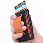 X-32C Tipo di carta pop-up automatica Anti-magnetico RFID Antifurto Uomo Lega di alluminio A Quadrante con pulsante Borsa elastica Portafoglio con cinturino in pelle PU, X-32C A Dial Button Black, X-32C A Dial Button Grey, X-32C A Dial Button Gold     ...