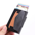 X-32C Tipo di carta pop-up automatica Anti-magnetico RFID Antifurto Uomo Lega di alluminio A Quadrante con pulsante Borsa elastica Portafoglio con cinturino in pelle PU, X-32C A Dial Button Black, X-32C A Dial Button Grey, X-32C A Dial Button Gold     ...