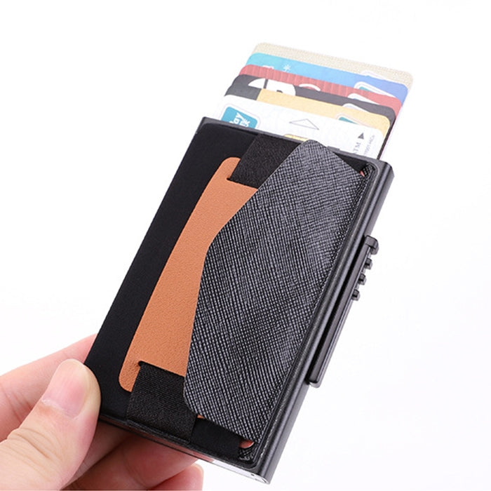 X-32C Tipo di carta pop-up automatica Anti-magnetico RFID Antifurto Uomo Lega di alluminio A Quadrante con pulsante Borsa elastica Portafoglio con cinturino in pelle PU, X-32C A Dial Button Black, X-32C A Dial Button Grey, X-32C A Dial Button Gold     ...