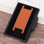 X-32C Tipo di carta pop-up automatica Anti-magnetico RFID Antifurto Uomo Lega di alluminio B Quadrante con pulsante Borsa elastica Portafoglio con cinturino in pelle PU, X-32C B Dial Button Black, X-32C B Dial Button Grey, X-32C B Dial Button Gold     ...