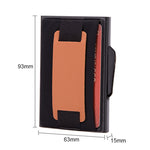 X-32C Tipo di carta pop-up automatica Anti-magnetico RFID Antifurto Uomo Lega di alluminio B Quadrante con pulsante Borsa elastica Portafoglio con cinturino in pelle PU, X-32C B Dial Button Black, X-32C B Dial Button Grey, X-32C B Dial Button Gold     ...