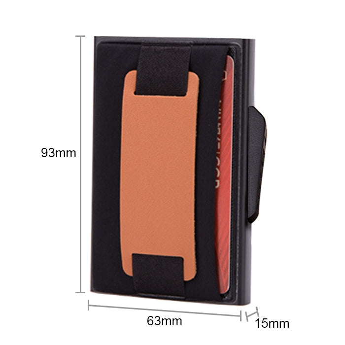X-32C Tipo di carta pop-up automatica Anti-magnetico RFID Antifurto Uomo Lega di alluminio B Quadrante con pulsante Borsa elastica Portafoglio con cinturino in pelle PU, X-32C B Dial Button Black, X-32C B Dial Button Grey, X-32C B Dial Button Gold     ...