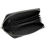 Porta carte di credito stile lungo con cerniera in vera pelle di vacchetta con texture litchi Porta carte di credito con blocco RFID Custodia protettiva con cinturino da polso per donna, Dimensioni: 20 * 10,5 * 3 cm