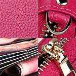 Porta carte di credito stile lungo con cerniera in vera pelle di vacchetta con texture litchi Porta carte di credito con blocco RFID Custodia protettiva con cinturino da polso per donna, Dimensioni: 20 * 10,5 * 3 cm