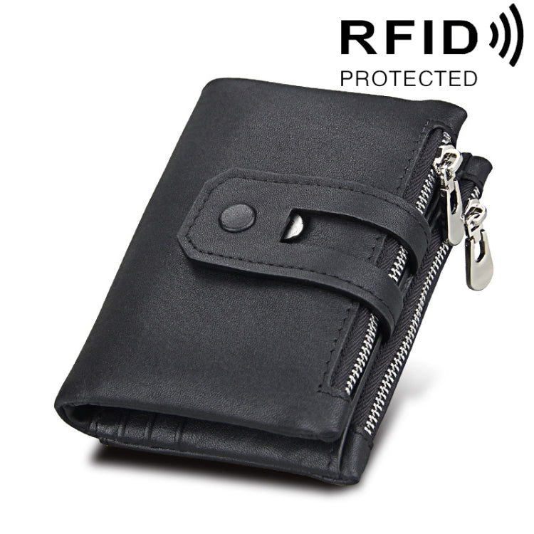 Porta carte in pelle con blocco RFID 3 pieghe 13x10.5x4 cm