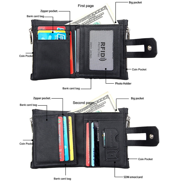 Porta carte in pelle con blocco RFID 3 pieghe 13x10.5x4 cm