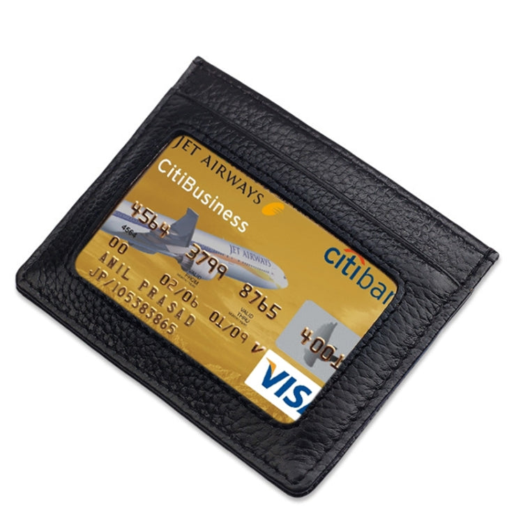 Custodia protettiva per borsa per carte con blocco RFID in pelle di vacchetta con texture litchi di tipo aperto