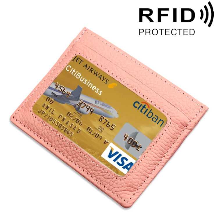 Custodia protettiva per borsa per carte con blocco RFID in pelle di vacchetta con texture litchi di tipo aperto