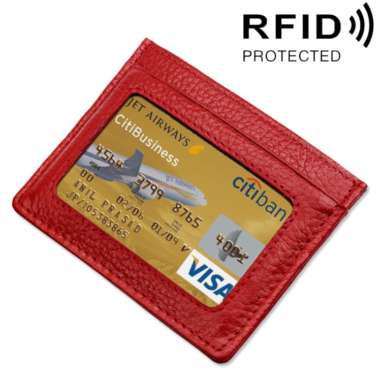 Custodia protettiva per borsa per carte con blocco RFID in pelle di vacchetta con texture litchi di tipo aperto