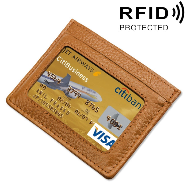Custodia protettiva per borsa per carte con blocco RFID in pelle di vacchetta con texture litchi di tipo aperto
