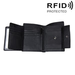 Porta carte di credito pieghevole in vera pelle di vacchetta Porta carte di credito con blocco RFID Custodia protettiva per uomo, dimensioni: 13 * 10,2 * 2,5 cm