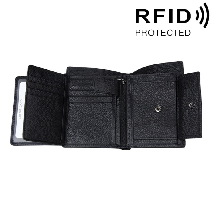 Porta carte di credito pieghevole in vera pelle di vacchetta Porta carte di credito con blocco RFID Custodia protettiva per uomo, dimensioni: 13 * 10,2 * 2,5 cm