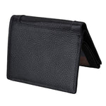 Porta carte di credito pieghevole in vera pelle di vacchetta Porta carte di credito con blocco RFID Custodia protettiva per uomo, dimensioni: 13 * 10,2 * 2,5 cm