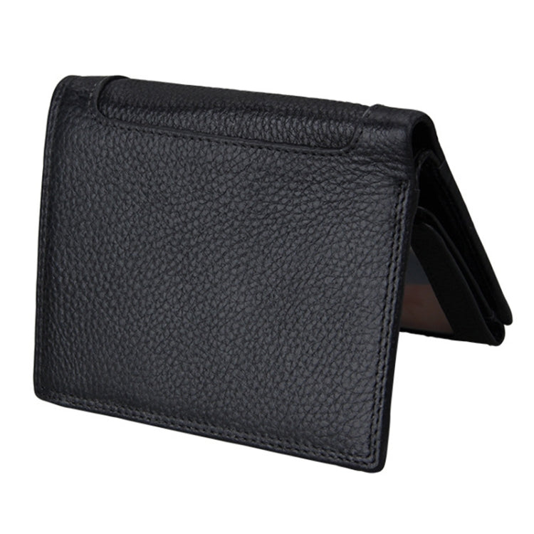 Porta carte di credito pieghevole in vera pelle di vacchetta Porta carte di credito con blocco RFID Custodia protettiva per uomo, dimensioni: 13 * 10,2 * 2,5 cm