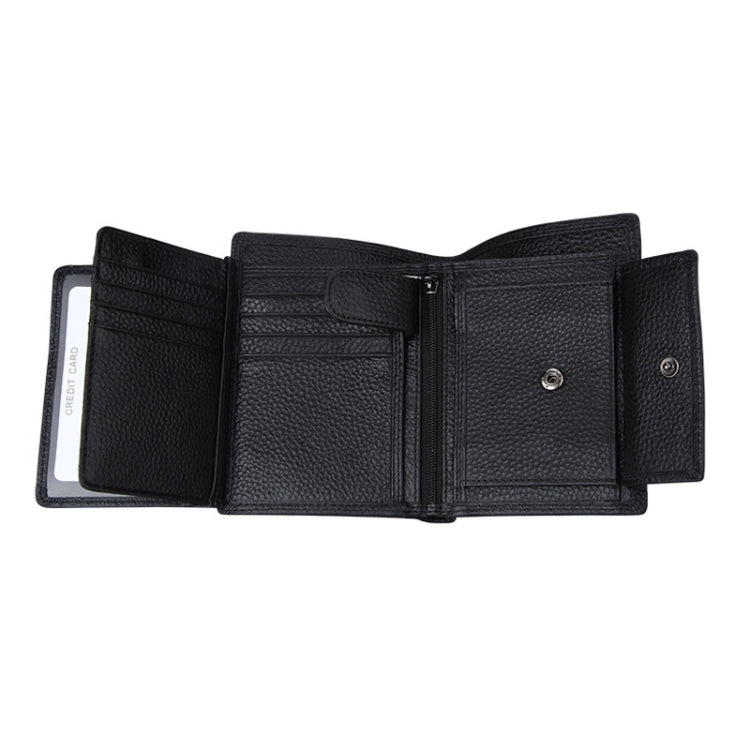 Porta carte di credito pieghevole in vera pelle di vacchetta Porta carte di credito con blocco RFID Custodia protettiva per uomo, dimensioni: 13 * 10,2 * 2,5 cm