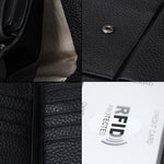Porta carte di credito pieghevole in vera pelle di vacchetta Porta carte di credito con blocco RFID Custodia protettiva per uomo, dimensioni: 13 * 10,2 * 2,5 cm