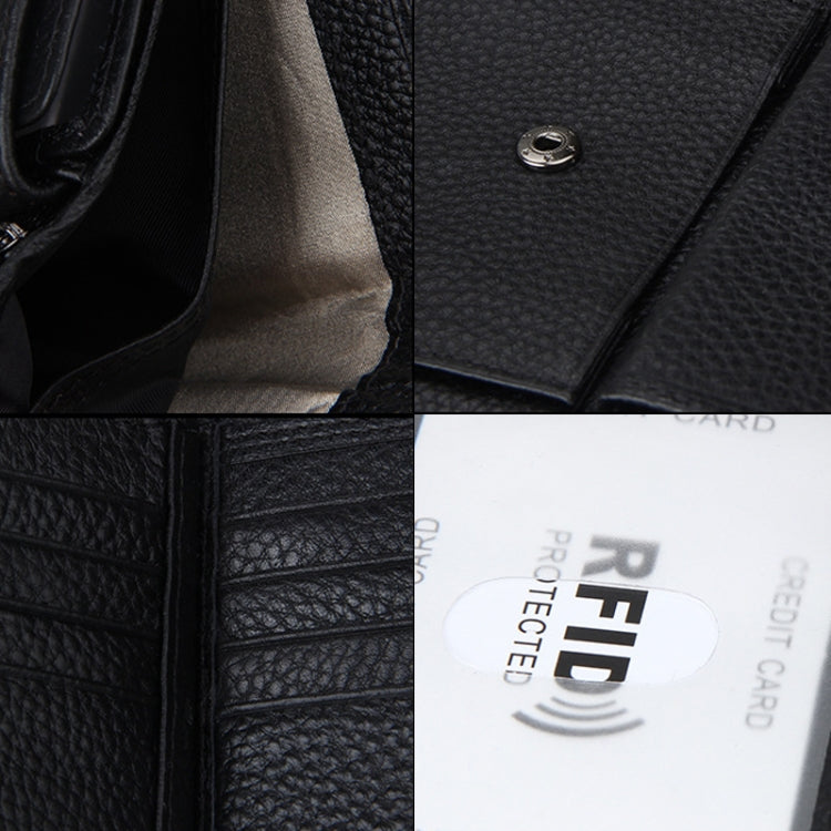 Porta carte di credito pieghevole in vera pelle di vacchetta Porta carte di credito con blocco RFID Custodia protettiva per uomo, dimensioni: 13 * 10,2 * 2,5 cm