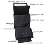Porta carte di credito pieghevole in vera pelle di vacchetta Porta carte di credito con blocco RFID Custodia protettiva per uomo, dimensioni: 13 * 10,2 * 2,5 cm