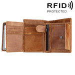 Porta carte di credito pieghevole in vera pelle di vacchetta Porta carte di credito con blocco RFID Custodia protettiva per uomo, dimensioni: 13 * 10,2 * 2,5 cm