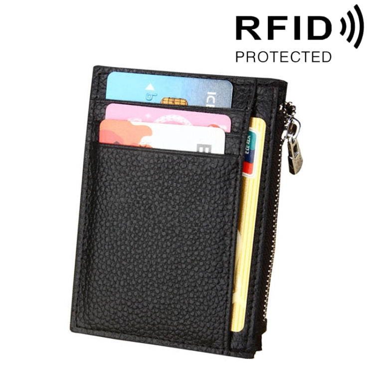Porta carte di credito in pelle di vacchetta con blocco RFID