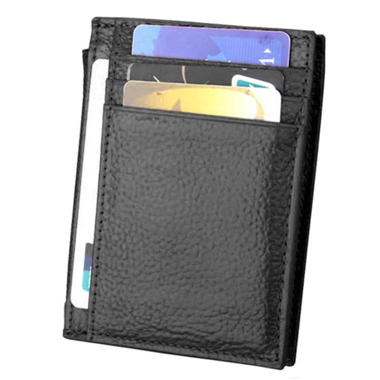 Porta carte di credito in pelle di vacchetta tinta unita con cerniera Porta carte di credito con blocco RFID Porta carte di protezione, dimensioni: 11 * 8 * 1,5 cm