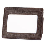 Porta carte di credito in pelle di vacchetta tinta unita Porta carte di blocco RFID Custodia protettiva con 3 slot per carte e cornice per foto, dimensioni: 110 * 77 * 4 mm