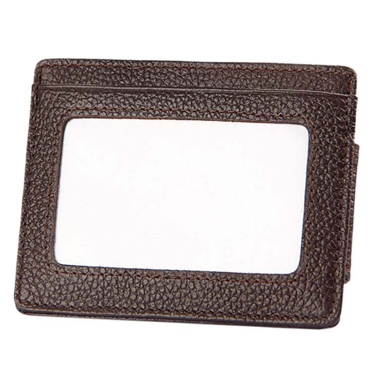 Porta carte di credito in pelle di vacchetta tinta unita Porta carte di blocco RFID Custodia protettiva con 3 slot per carte e cornice per foto, dimensioni: 110 * 77 * 4 mm