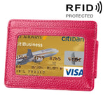 Porta carte di credito in pelle di vacchetta tinta unita Porta carte di blocco RFID Custodia protettiva con 3 slot per carte e cornice per foto, dimensioni: 110 * 77 * 4 mm