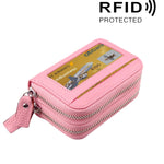Porta carte di credito in vera pelle di vacchetta a doppio strato con cerniera in tinta unita Porta carte di credito con blocco RFID Custodia protettiva con 11 slot per carte e posizione per monete, dimensioni: 11 * 7,5 * 4,5 cm