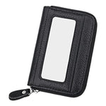Porta carte di credito orizzontale con cerniera in tinta unita in vera pelle di vacchetta Porta carte con blocco RFID Custodia protettiva con 12 slot per carte, Dimensioni: 11,5 * 7,5 cm