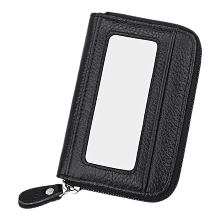 Porta carte di credito orizzontale con cerniera in tinta unita in vera pelle di vacchetta Porta carte con blocco RFID Custodia protettiva con 12 slot per carte, Dimensioni: 11,5 * 7,5 cm
