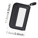 Porta carte di credito orizzontale con cerniera in tinta unita in vera pelle di vacchetta Porta carte con blocco RFID Custodia protettiva con 12 slot per carte, Dimensioni: 11,5 * 7,5 cm