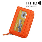 Porta carte di credito orizzontale con cerniera in tinta unita in vera pelle di vacchetta Porta carte con blocco RFID Custodia protettiva con 12 slot per carte, Dimensioni: 11,5 * 7,5 cm