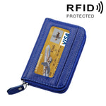 Porta carte di credito orizzontale con cerniera in tinta unita in vera pelle di vacchetta Porta carte con blocco RFID Custodia protettiva con 12 slot per carte, Dimensioni: 11,5 * 7,5 cm