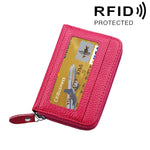 Porta carte di credito orizzontale con cerniera in tinta unita in vera pelle di vacchetta Porta carte con blocco RFID Custodia protettiva con 12 slot per carte, Dimensioni: 11,5 * 7,5 cm