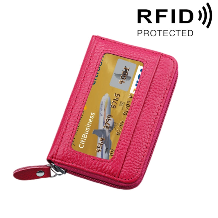 Porta carte di credito orizzontale con cerniera in tinta unita in vera pelle di vacchetta Porta carte con blocco RFID Custodia protettiva con 12 slot per carte, Dimensioni: 11,5 * 7,5 cm