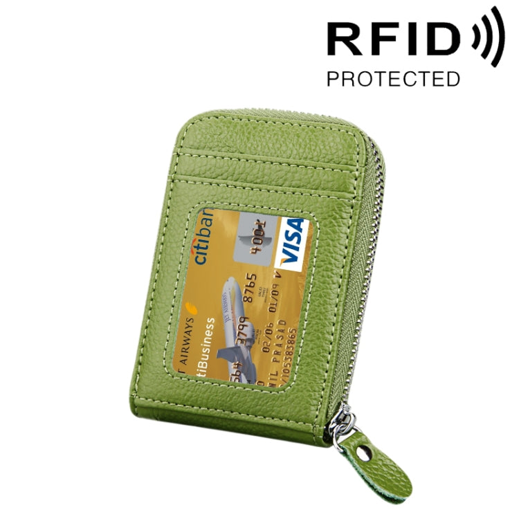 Porta carte verticale con cerniera in tinta unita in vera pelle di vacchetta Porta carte con blocco RFID Custodia protettiva con 12 slot per carte, Dimensioni: 11,5 * 7,5 cm
