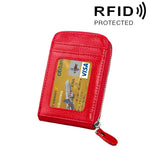 Porta carte verticale con cerniera in tinta unita in vera pelle di vacchetta Porta carte con blocco RFID Custodia protettiva con 12 slot per carte, Dimensioni: 11,5 * 7,5 cm