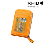 Porta carte verticale con cerniera in tinta unita in vera pelle di vacchetta Porta carte con blocco RFID Custodia protettiva con 12 slot per carte, Dimensioni: 11,5 * 7,5 cm