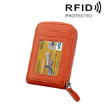 Porta carte verticale con cerniera in tinta unita in vera pelle di vacchetta Porta carte con blocco RFID Custodia protettiva con 12 slot per carte, Dimensioni: 11,5 * 7,5 cm